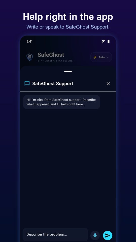 Live support right in the app